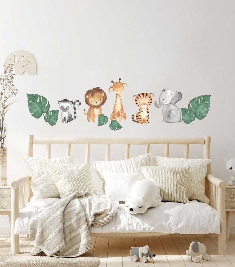 Safari Animals Nursery Wall Decal Jungle Animals Wall Etsy