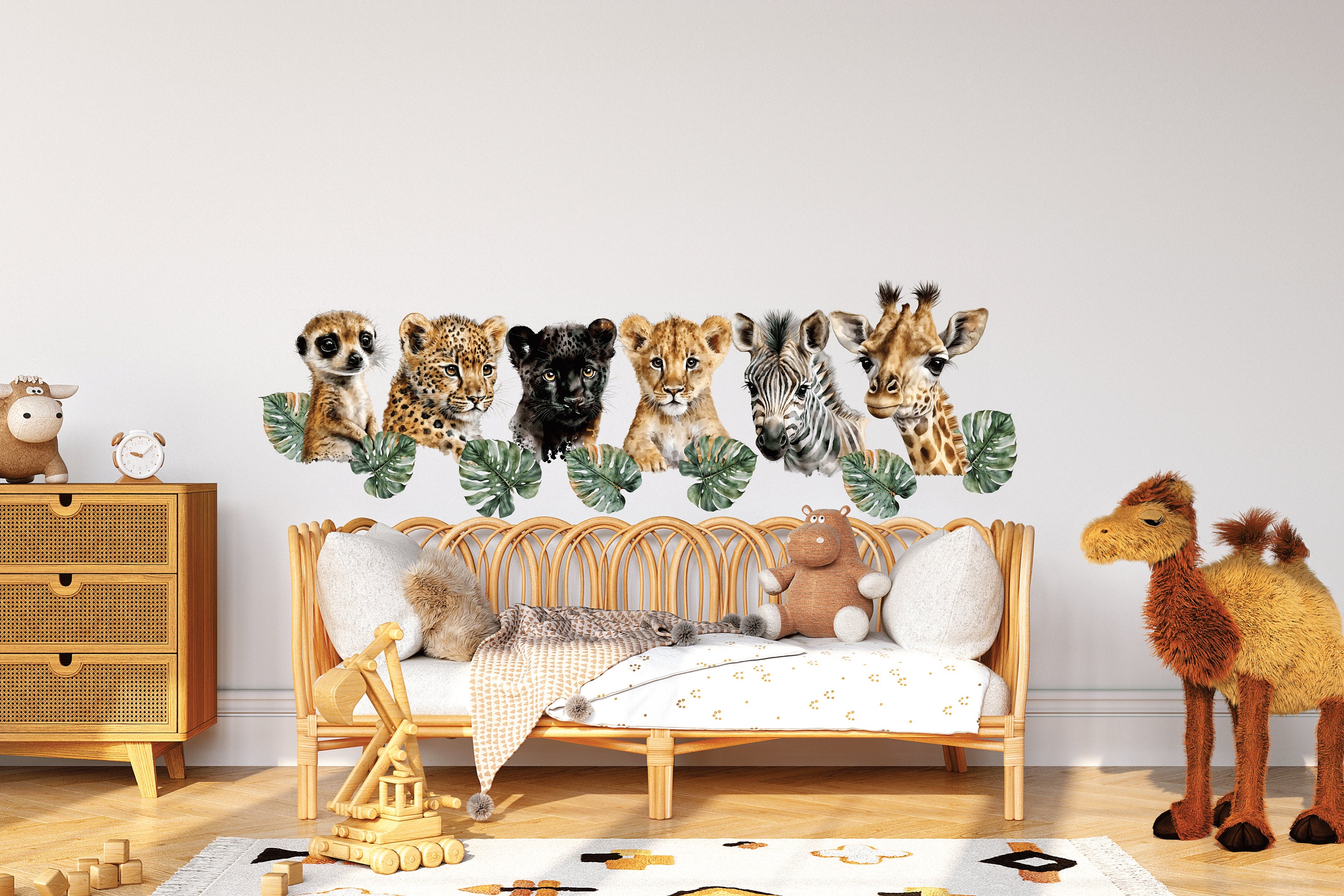 Safari Animals Wall Decal, Nursery Wall Decal, Jungle Animals, Tropical ...