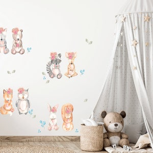 Forest Animals Wall decal, Nursery Wall Decal, Woodland Animals Wall Art, Watercolor Wall decal for kids , Bunny sticker