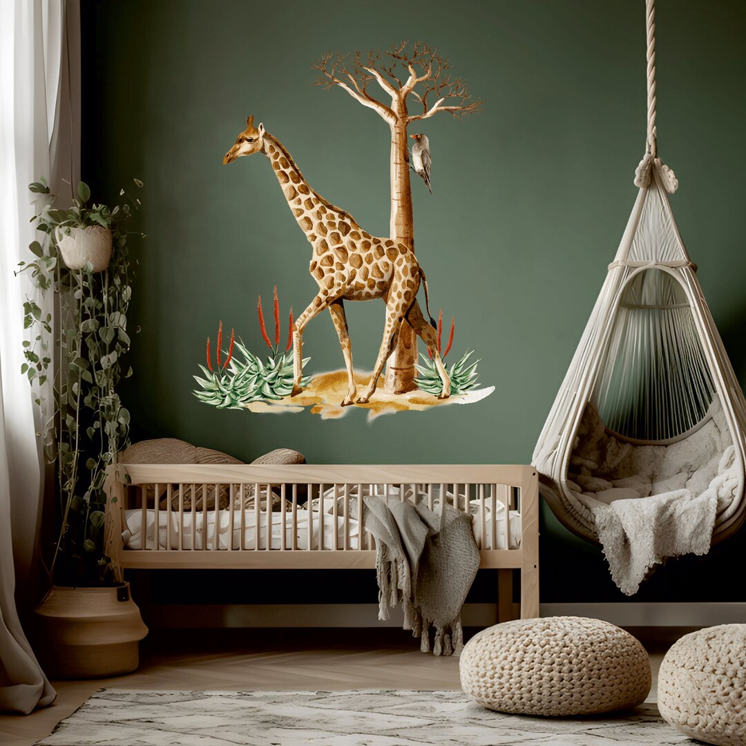 Giraffe Nursery Wall Decal, Safari Animals, Jungle Wall Stickers, Wall ...