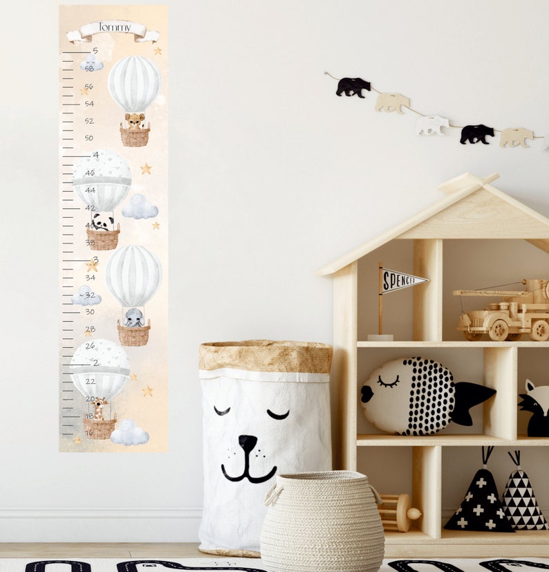 Personalised Height Chart Sticker, Nursery Growth Chart Decal, Safari ...