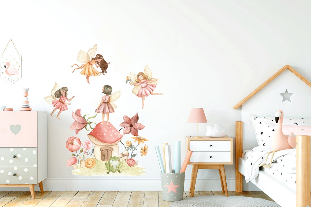 Fairy Nursery Wall Decal, Princess Wall Sticker, Flower Wall Decor ...