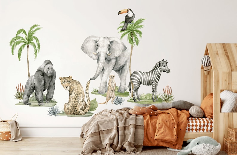 Safari Animals Wall Decal Nursery Wall Decal Jungle Animals Etsy UK