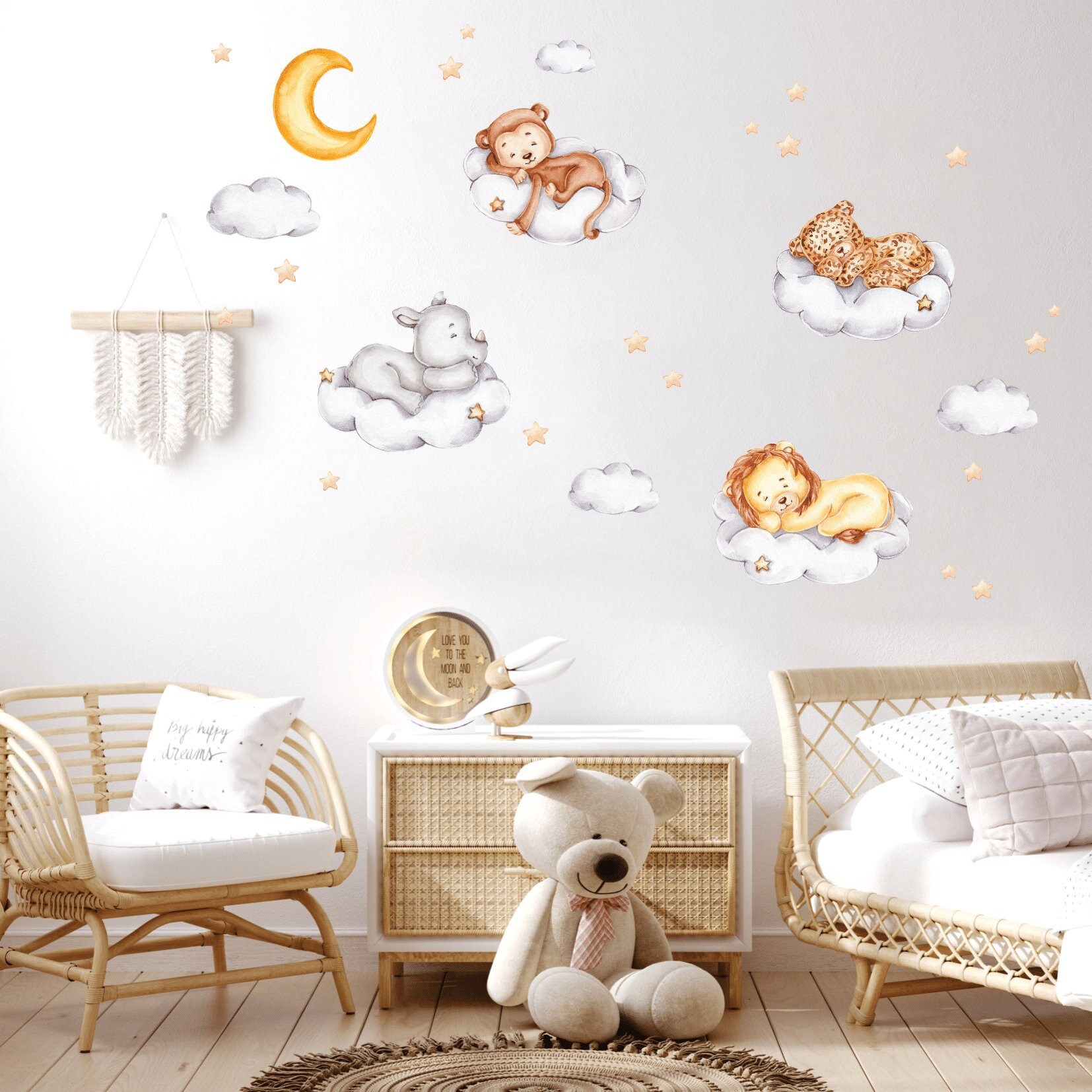 Safari Animals Wall Decal Nursery Wall Decal Wild Watercolor