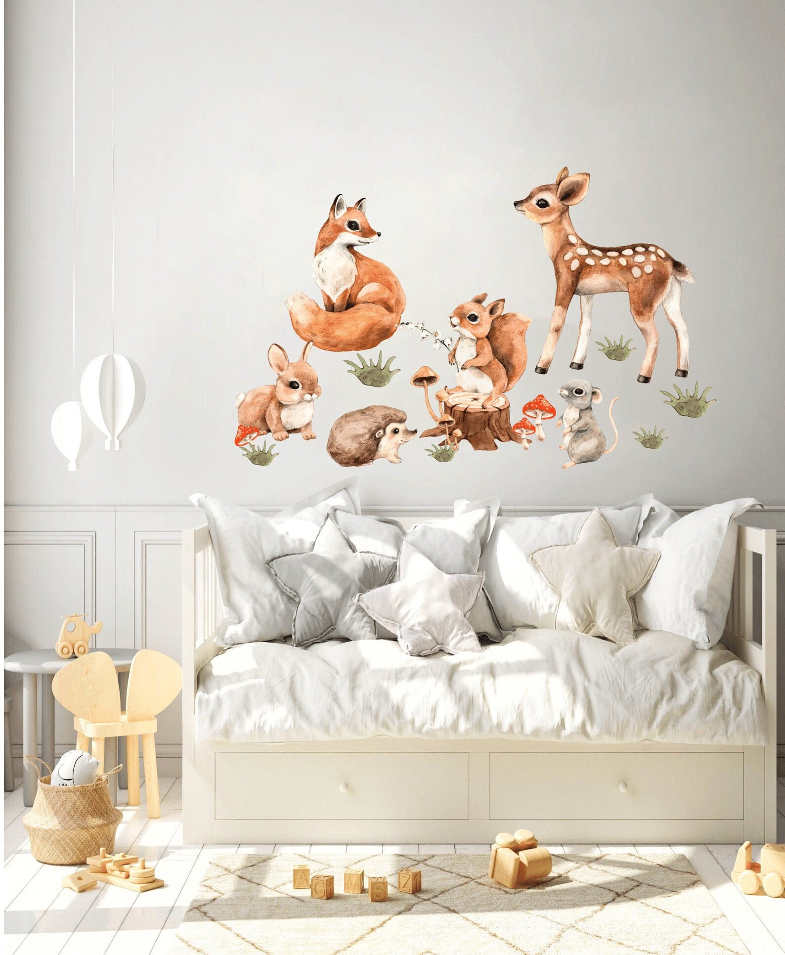 Ex-Large Forest Animals Wall Mural Decals – Birds & Super Animals Stickers For Kids Nursery Or Bedroom