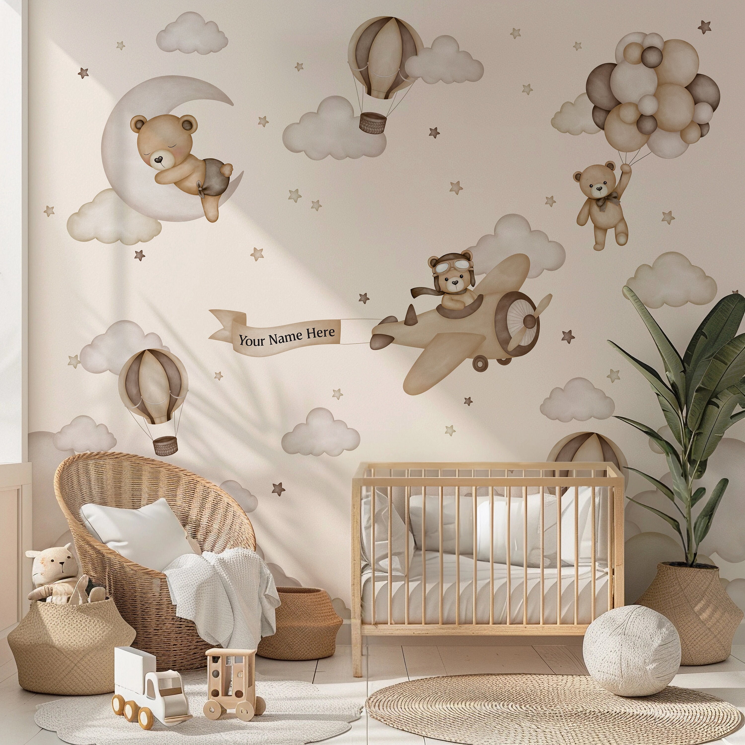 RoyoLam Pink Teddy Bear Wall Decals - Removable Nursery Stickers For Kids Room, Bedroom, Classroom