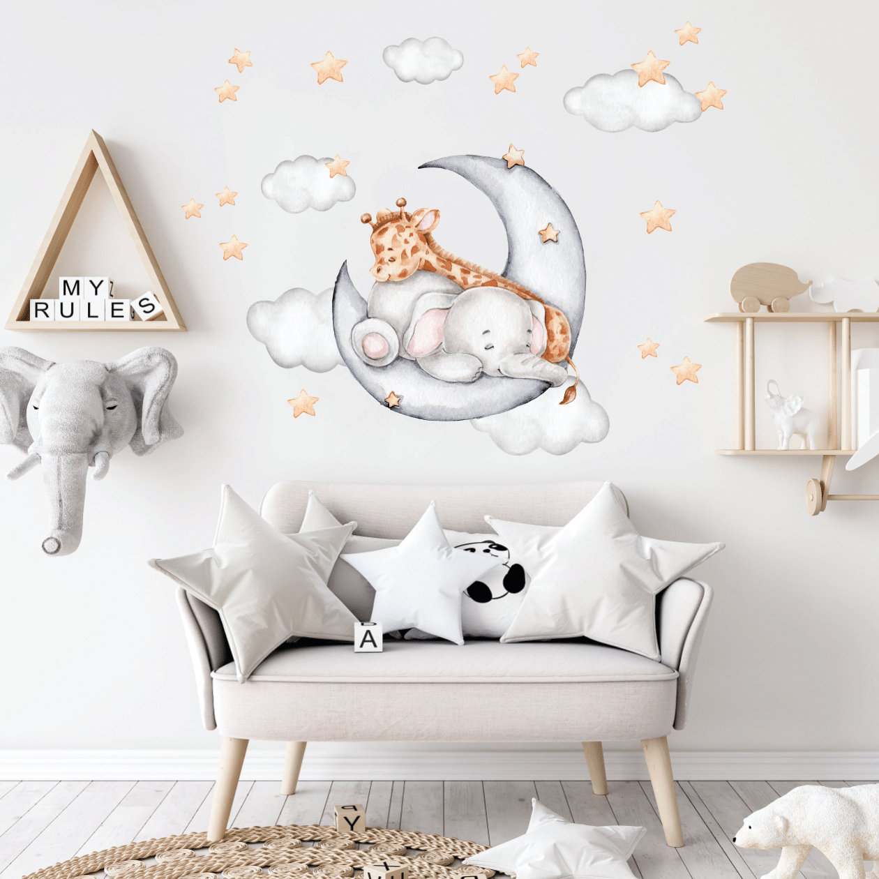 Little Deco DL551-1 Adesivo Murale Animali Foresta - Coniglio E Volpe - Per Cameretta Bambini 41x27 Cm - 5