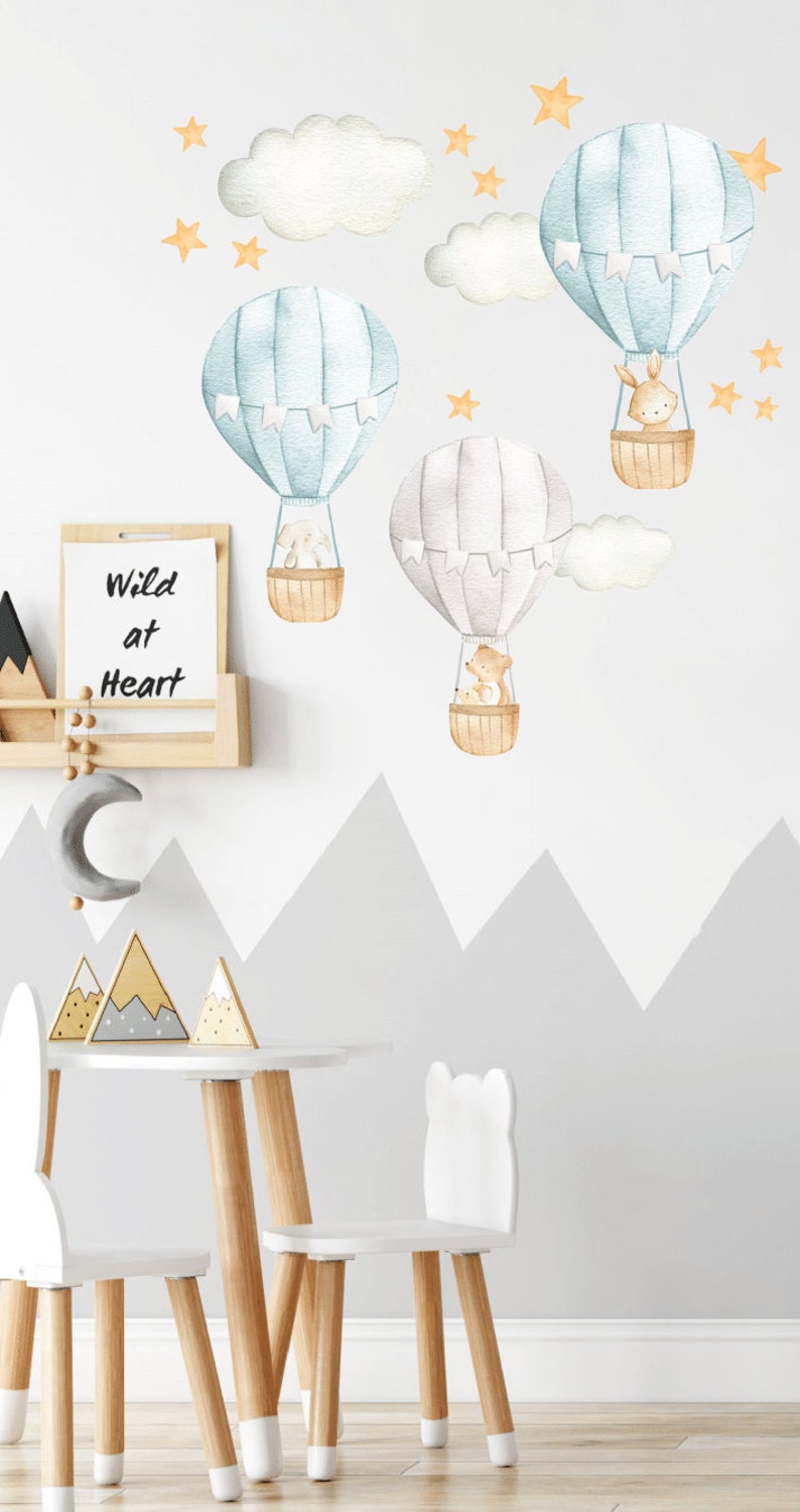 Hot Air Balloon Wall Decal Nursery Wall Decal Watercolor Hot Etsy