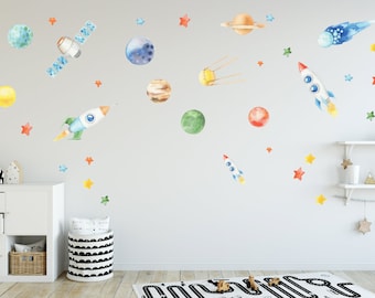 Space Wall Decal, Outer Space Decal, Nursery wall decal, Planet Decal, Space Wall Sticker, Boys Kids Room Decor