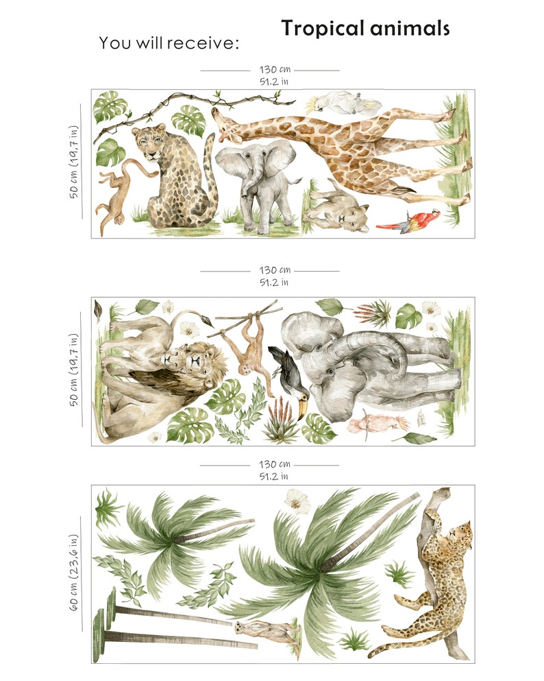 Safari Animals Wall Decal Nursery Wall Decal Jungle Animals - Etsy