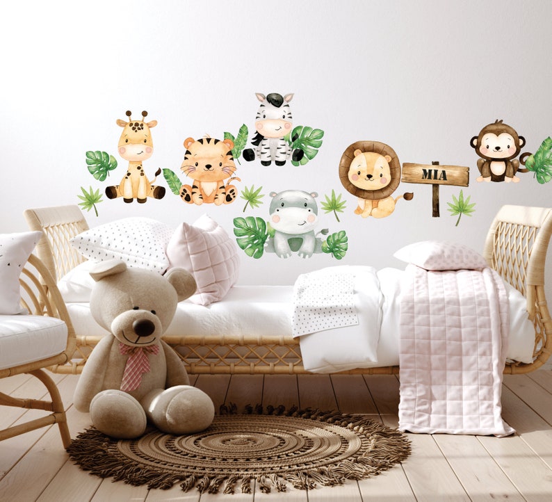 Safari Animals Nursery Wall Decal, Jungle Animals Wall Stickers, Wall ...