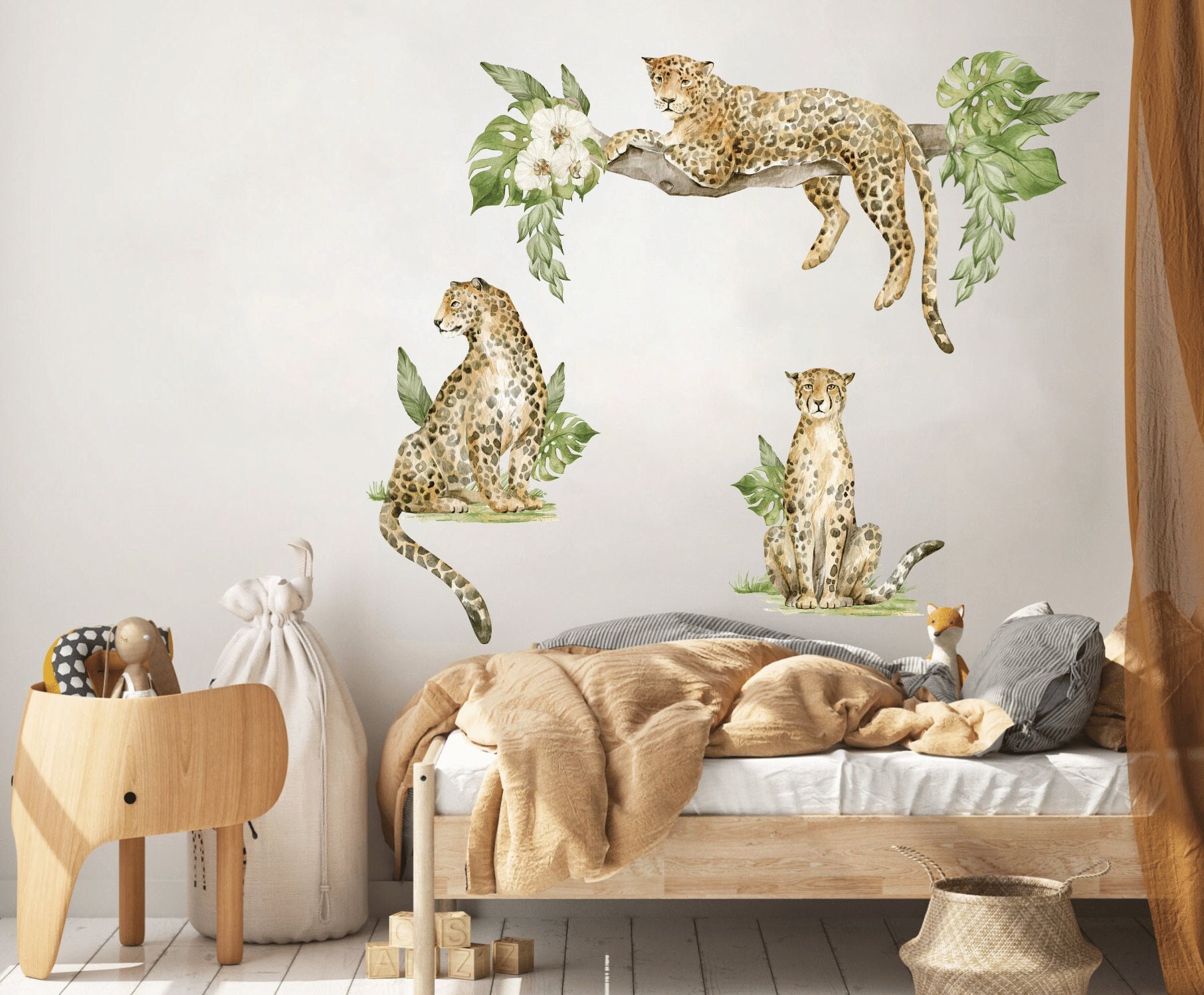  Leopard Wall Decal 4 Pieces 11 x 8.66 Inch Irregular