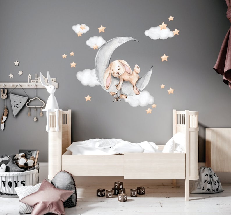 Baby-Boys-Wall-Sticker-Personalised-Stars-Child-Name chambre nouveau-né
