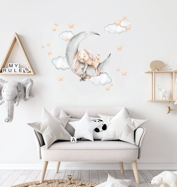 Little Deco Adesivo da parete per cameretta dei bambini, motivo: coniglio, scoiattolo, 150 cm, per bambini, DL457