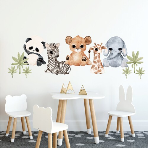 African Tree With Jungle Animals Wall Decal Wall Stickers Etsy