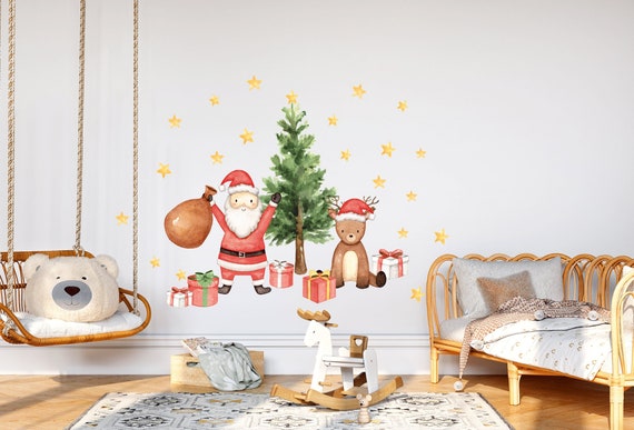 Adesivi Murali Di Babbo Natale - Decorazioni Natalizie Per Pareti, Facili Da Applicare, In PVC Resistente