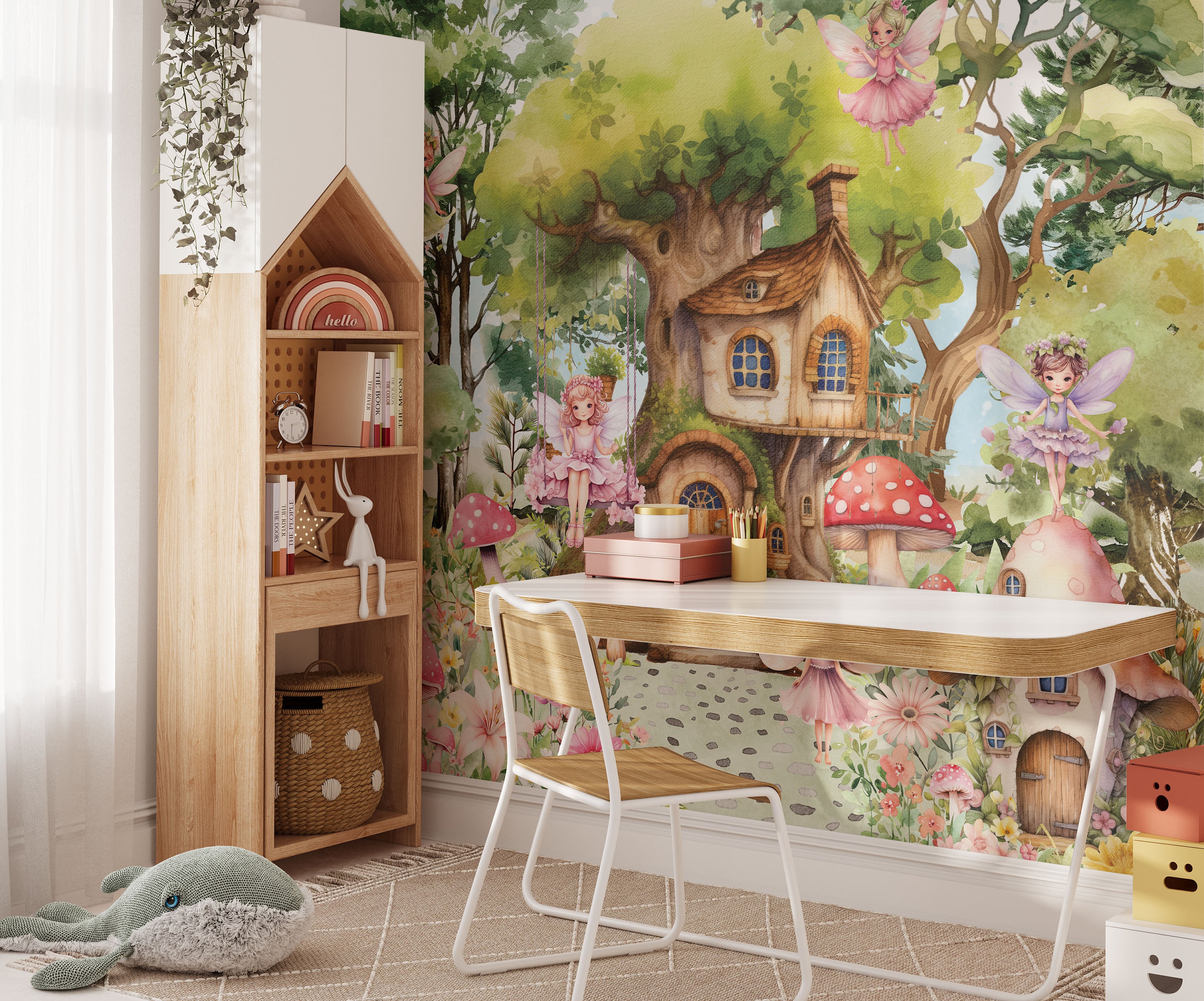 Fairy Tree House Nursery Wallpaper Fairytale Forest Peel and Stick ...