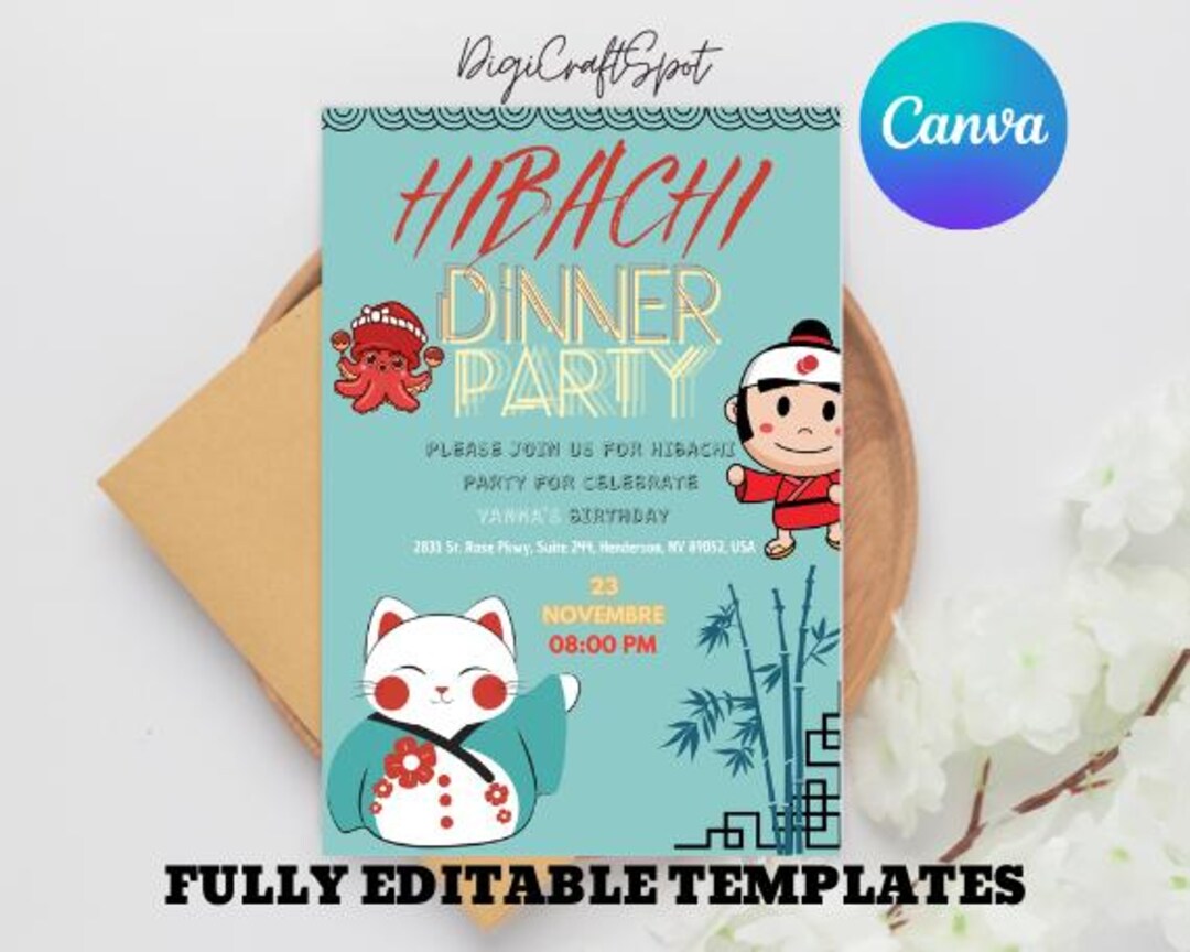 Editable Hibachi Birthday Party Invitation Template,printable Hibachi ...