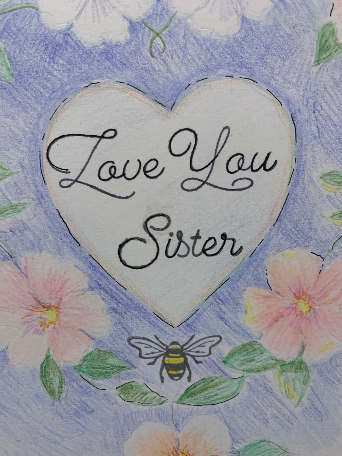 Sister Love this is a vintage inspired drawing with simple Etsy