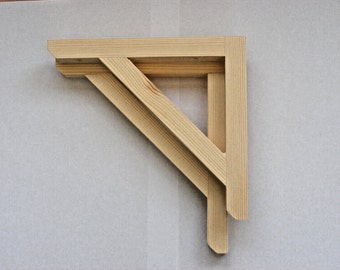 1 Pair Of Solid Pine Shelf Brackets Made in Cornwall  175mm x 195mm