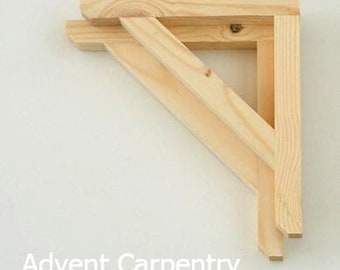 1 Pair Of Solid Pine Shelf Brackets Made in Cornwall  150mm x 170mm