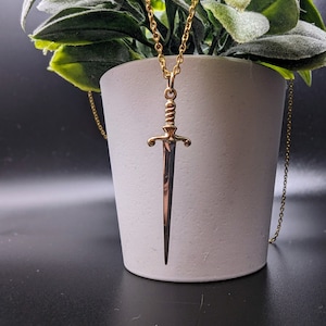 Sterling Silver Sword Necklace with Stainless Steel Chain