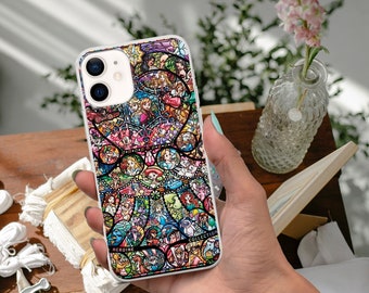 Inspired Disney phone case, Stained Glass cover fit for iPhone 15 Pro Max, 14, 13, 12, Samsung S24, S23, S22 Fe, A14, A54, A32, Pixel 7,  6