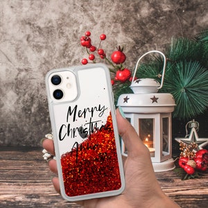 Liquid Glitter Phone Case, Christmas Gift Cover fit for iPhone 15 14 13 12 11 Pro max Xs Xr 8 7 6 SE plus Liquid Glitter