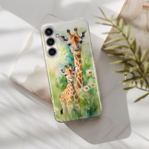 Capa de telefone Girafa Safari Floral capa adequada para Samsung S25 S24 S23 S22 S21 Plus Ultra FE S10 Galaxy Note 20 A15 A16 A55 A56 A14 A25 A24 A05