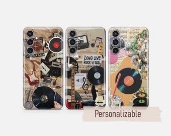 Funda de vinilo para teléfono con diseño rock and roll vintage, compatible con Samsung S26, S25, S24, S23, S22 Plus Ultra FE, S10, Galaxy Note 20, A16, A17, A57, A56, A16 y A25.