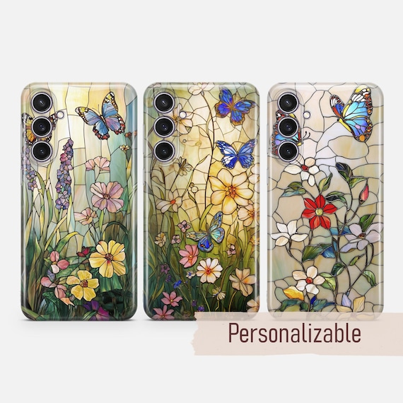 Stained Glass Phone Case Flower Print cover fit for Samsung S26 S25 S24 S23 S22 Plus Ultra FE S10 Galaxy Note 20 A16 A17 A57 A56 A16 A25 A05