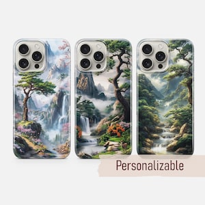 Custodia per telefono Pine Tree Asian Landscape Cover adatta per iPhone 16 15 14 13 12 11 Pro Max Xr 8 Plus, Samsung S25 S24 S23 FE A16 A15 A55, Pixel 9 8