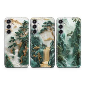 Coque de téléphone japonaise Mountains Gold Waterfall pour Samsung S25 S24 S23 S22 S21 Plus Ultra FE S10 Galaxy Note 20 A15 A16 A55 A56 A14
