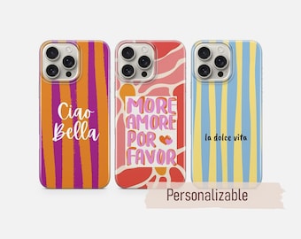 Funda para teléfono con cita italiana y rayas abstractas, compatible con iPhone 17, 16, 15, 14, 13, 12 Pro Max, Xr, Xs, Google Pixel 10 Pro XL, 9, 8, 7, 6 y Samsung S25.
