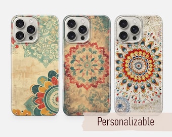 Mandala Phone case Bohemian Art Cover fit for iPhone 18 17 16 15 14 13 Pro Max Xr Xs, Google Pixel 10 Pro XL 9 8 7 6, Samsung S26 S25 FE