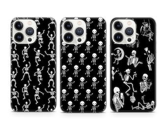 Funda de teléfono con diseño de esqueletos góticos, compatible con iPhone 17, 16, 15, 14, 13, 12 Pro Max, Xr, Xs, Google Pixel 10 Pro XL, 9, 8, 7, 6 y Samsung S25.