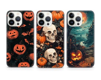 Halloween phone case Skulls Horror cover fit for iPhone 17 16 15 14 13 12 Pro Max Xr Xs, Google Pixel 10 Pro XL 9 8 7 6, Samsung S26 S25 FE