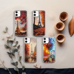 Fall Phone case Autumn Paris Eiffel cover fit for iPhone 16 15 14 13 12 11 Pro Max Xr 8 Plus, Samsung S25 S24 S23 FE A16 A15 A55, Pixel 9 8