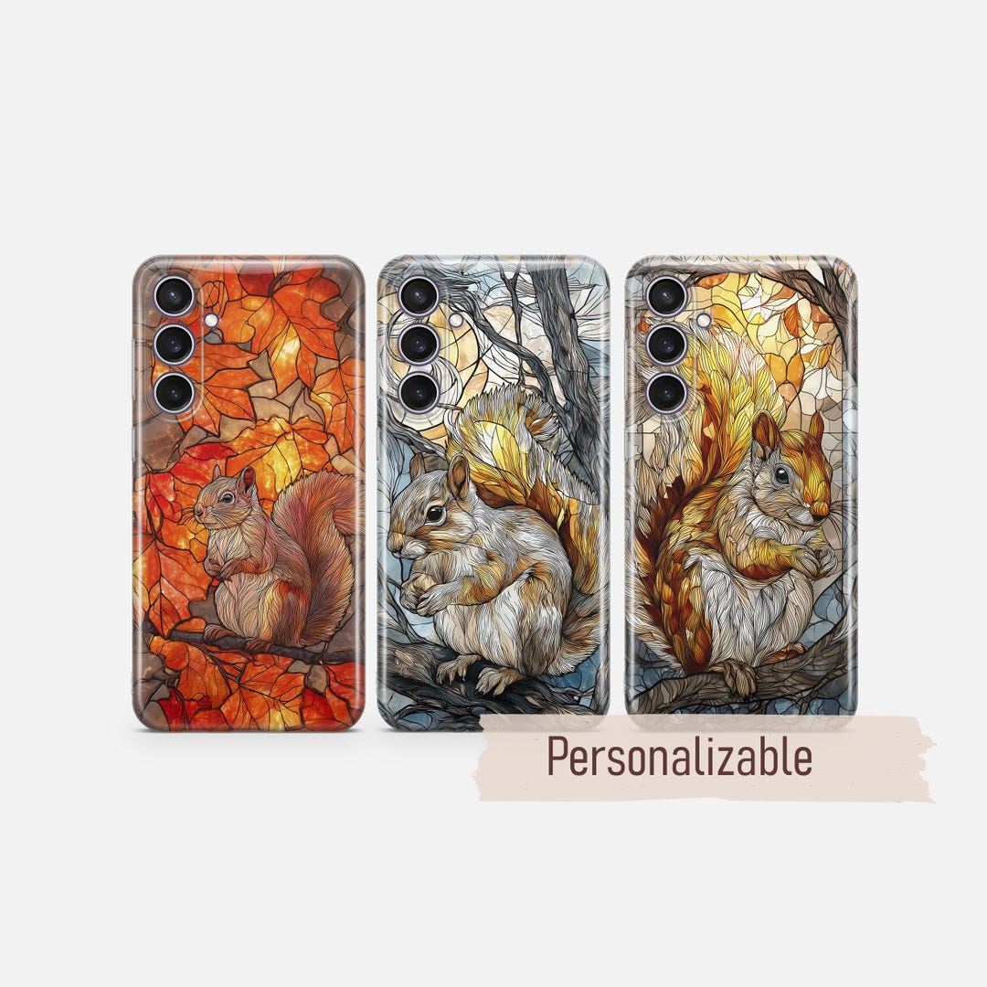 Squirrel Phone Case Stained Glass Print Cover Fit for Samsung S26 S25 ...