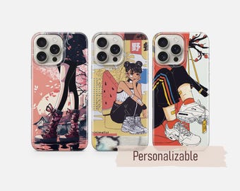 Manga Phone case Japan Art Kawaii Cover fit for iPhone 17 16 15 14 13 12 Pro Max Xr Xs, Google Pixel 10 Pro XL 9 8 7 6, Samsung S26 S25