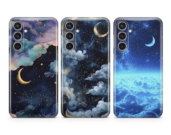 Moon and Clouds Phone Case Stars cover fit for Samsung S26 S25 S24 S23 S22 Plus Ultra FE S10 Galaxy Note 20 A16 A17 A57 A56 A16 A25 A05