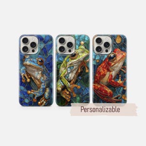 Frog Phone case Stained Glass Print cover fit for iPhone 17 16 15 14 13 12 Pro Max Xr Xs, Google Pixel 10 Pro XL 9 8 7 6, Samsung S26 S25 FE