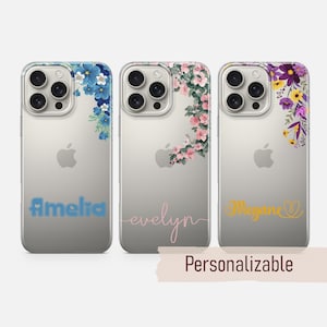 Clear Phone case Custom Spring Flowers Cover fit for iPhone 17 16 15 14 13 12 Pro Max Xr Xs, Google Pixel 10 Pro XL 9 8 7 6, Samsung S25 S24