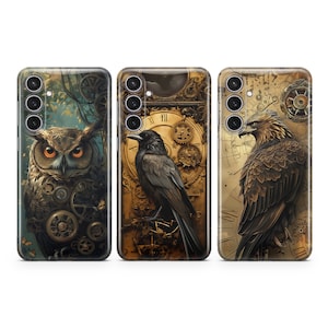 Steampunk Handyhülle Metall Vögel Sci-Fi Cover fit für Samsung S25 S24 S23 S22 S21 Plus Ultra FE S10 Galaxy Note 20 A15 A16 A55 A56 A14 A25