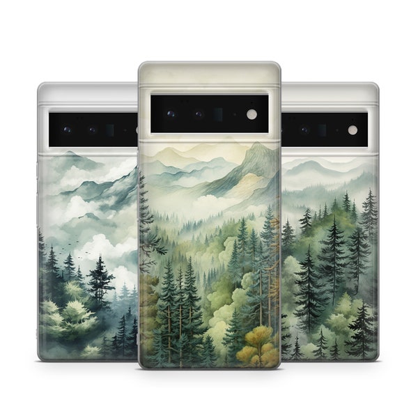 Mountains Phone case Forest cover fit for Google Pixel 8, 7, 6 Pro, 6A, 3XL, 5, 4A, 2, One Plus 10, 9, Samsung Galaxy S21Fe S22, A13, A53