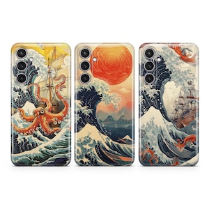 Japanese Phone Case Ship in Great Wave cover fit for Samsung S25 S24 S23 S22 S21 Plus Ultra FE S10 Galaxy Note 20 A16 A17 A55 A56 A14 A25