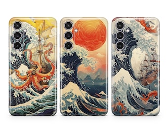 Japanese Phone Case Ship in Great Wave cover fit for Samsung S26 S25 S24 S23 S22 Plus Ultra FE S10 Galaxy Note 20 A16 A17 A57 A56 A16 A25