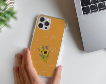 Zonnebloem telefoonhoesje, bloemenhoes geschikt voor iPhone 17 16 15 14 13 12 Pro Max Xr Xs, Google Pixel 10 Pro XL 9 8 7 6, Samsung S25 S24 FE