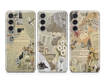 Zeitung Collage Scrapbook Cover passen für Samsung S26 S25 S24 S23 S22 Plus Ultra FE S10 Galaxy Note 20 A16 A17 A57 A56 A16 A25