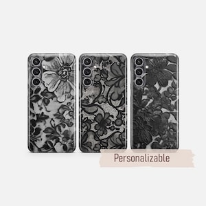 Custodia per telefono in pizzo nero, elegante custodia floreale adatta per Samsung S26 S25 S24 S23 S22 Plus Ultra FE S10 Galaxy Note 20 A16 A17 A57 A56 A16 A25 A05s